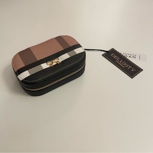 Tan & Black Tartan print travel jewelry box